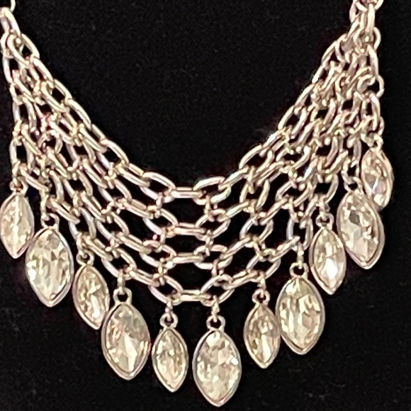 Stunning Faceted Crystals Necklace Silver - Picture 1 of 5